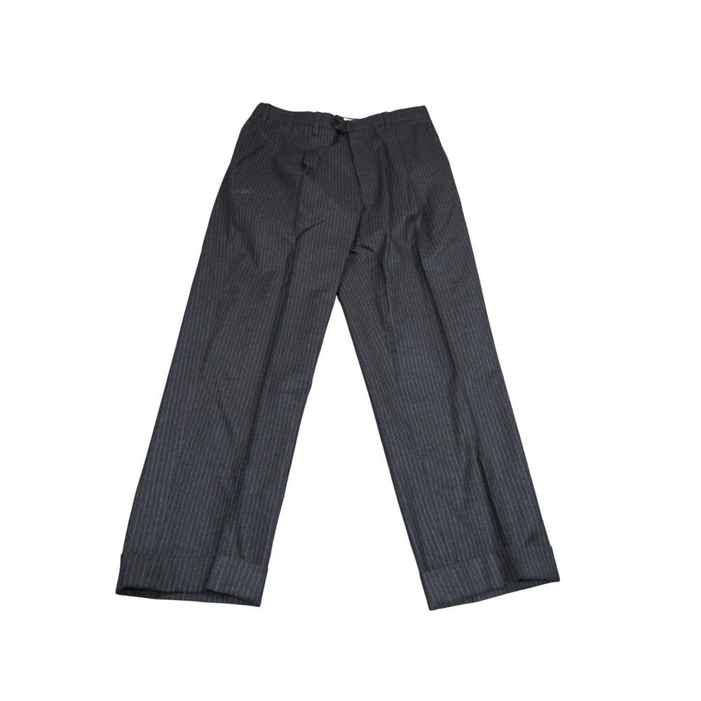 Borrelli Napoli Mens Wool Pinstripe Pleated Dress Pants Cuffed Made in Italy 52